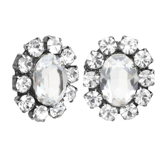 Edith Oval Studs in Antique Silver