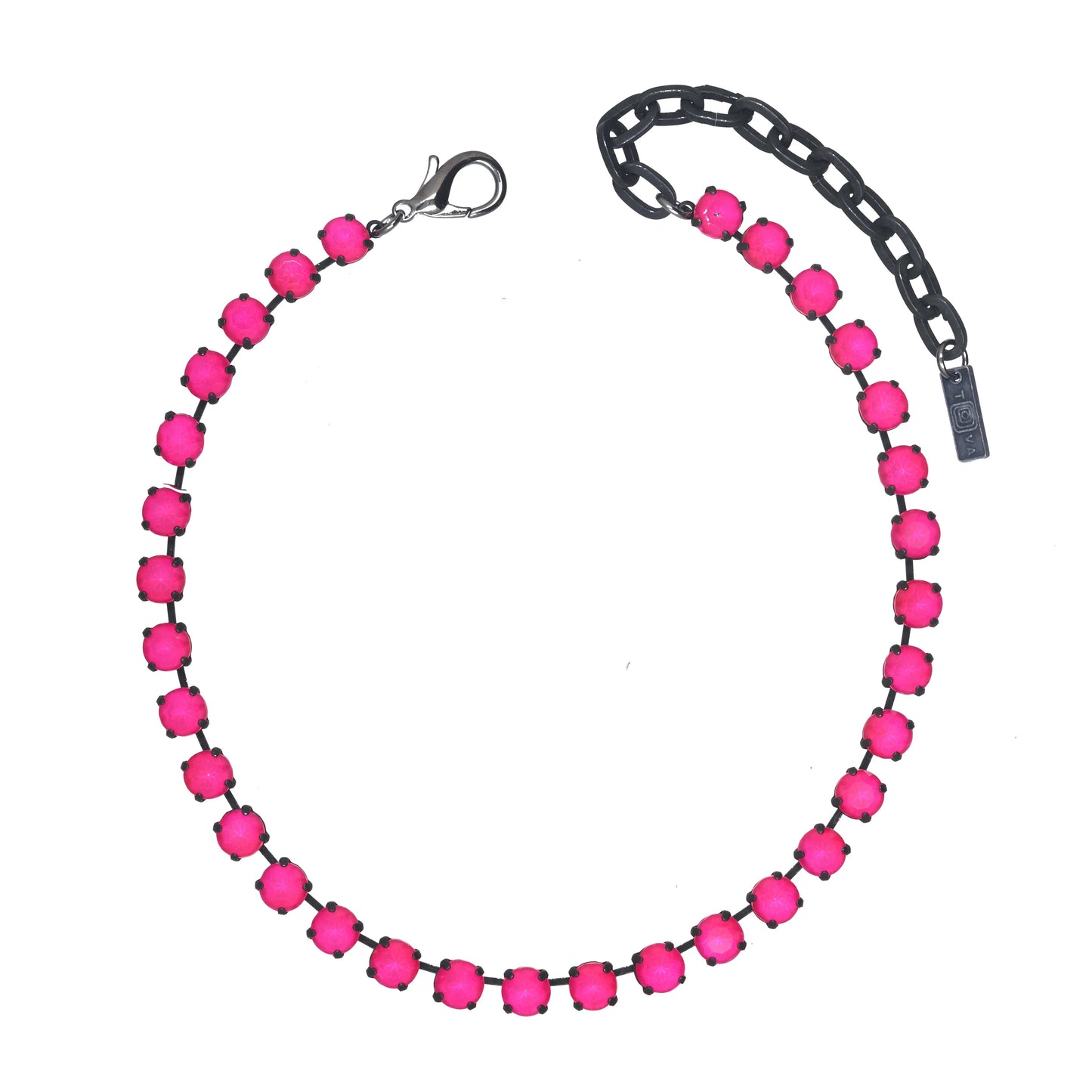 OAKLAND ELECTRIC PINK NECKLACE SILVER AND SMUTT BASE