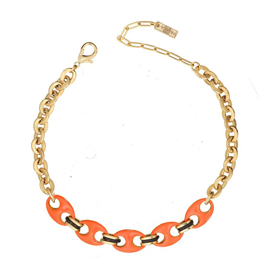 Amherst reversible Short Necklace in Burnt Orange / Maroon